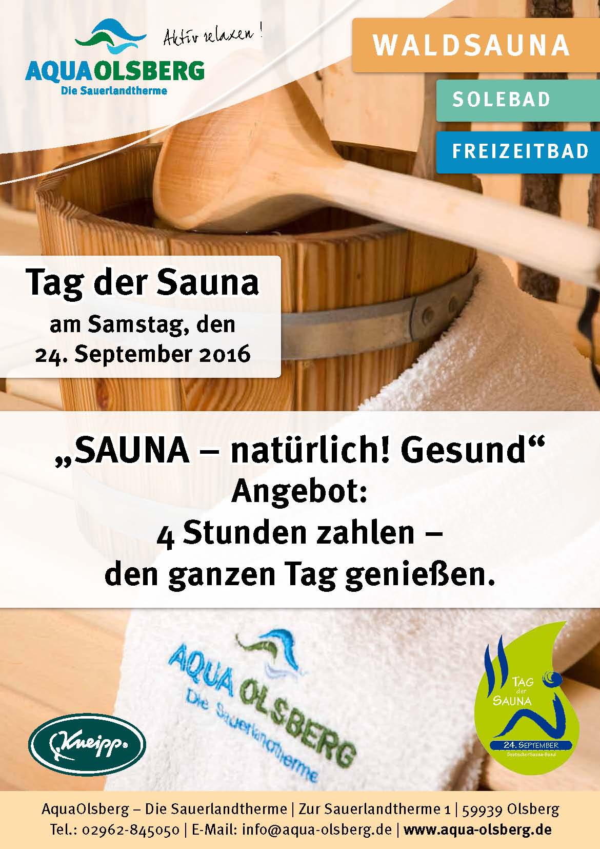Tag der Sauna Plakat 2016
