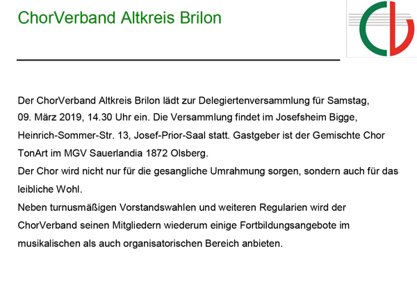 Chorverband Brilon Web