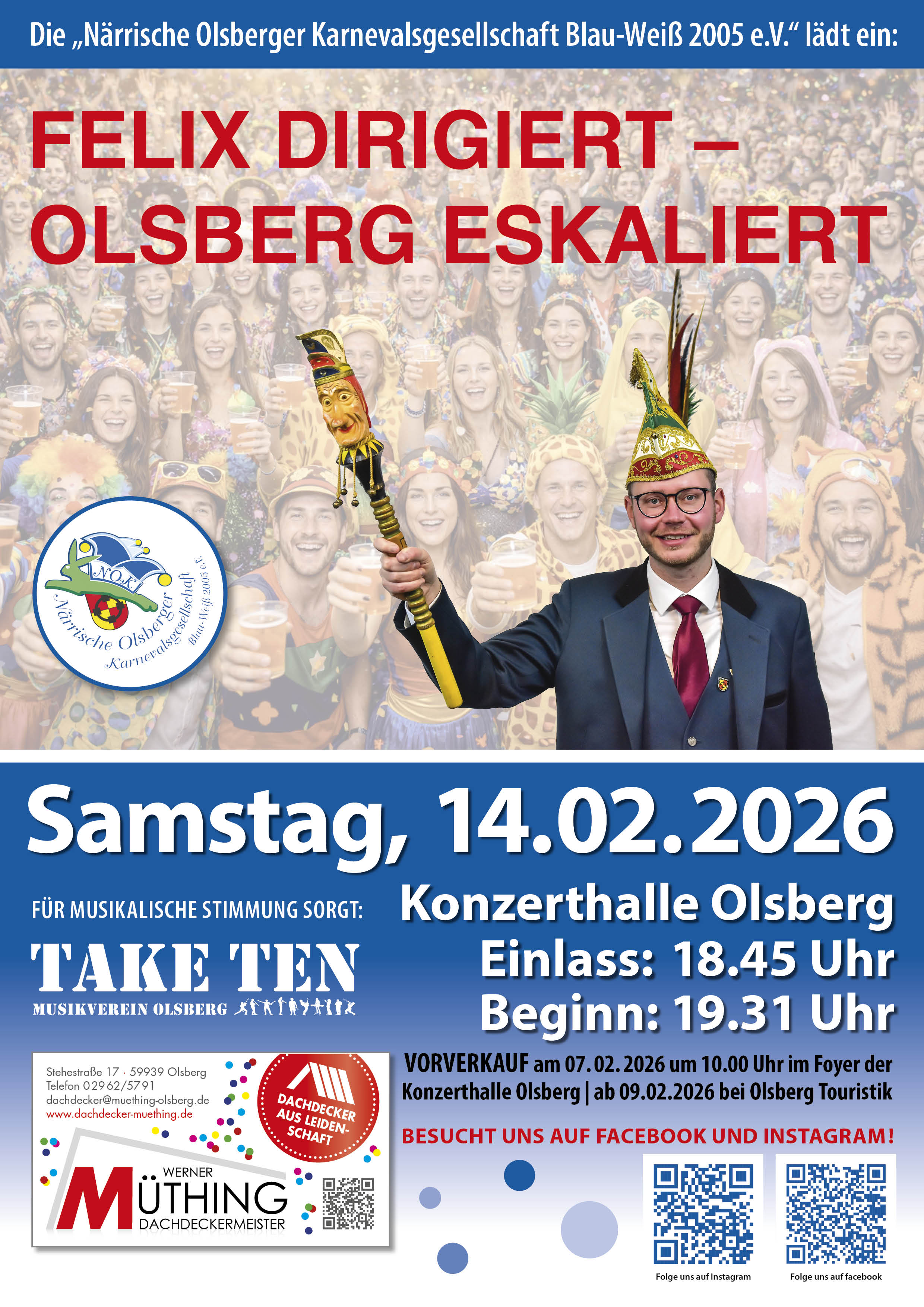 Plakat DIN A4 Prunksitzung Karneval 2026 NOK Olsberg