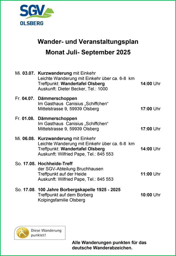 sgv Wanderplan Olsberg Juli September25 1